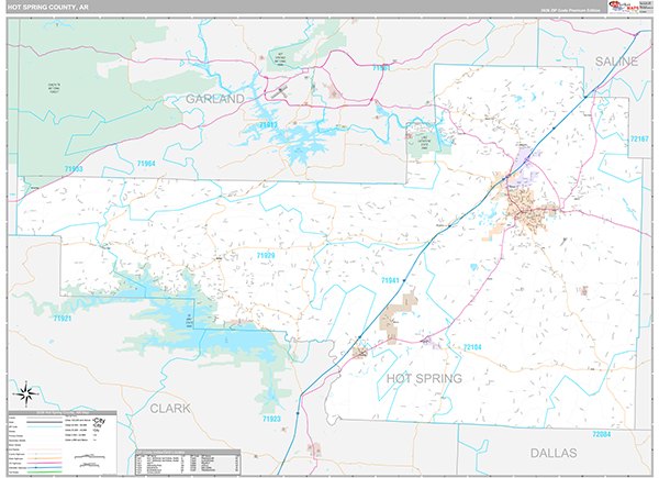 Hot Spring County, AR Zip Code Map